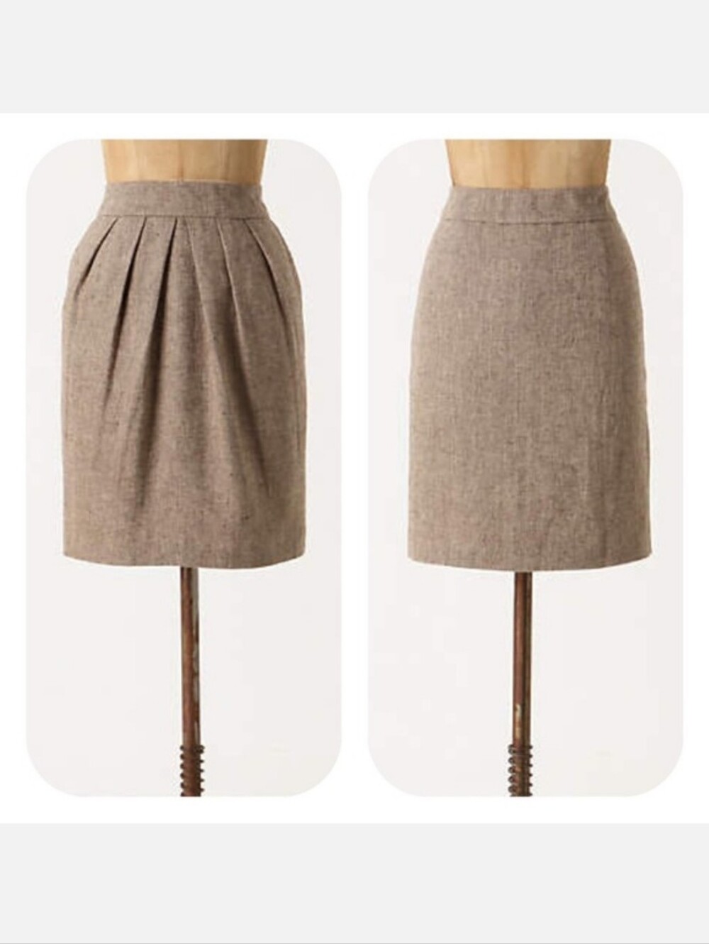 Anthropologie Shaded Glory Skirt by Tabitha Tan Tweed Pockets Pencil Linen 0